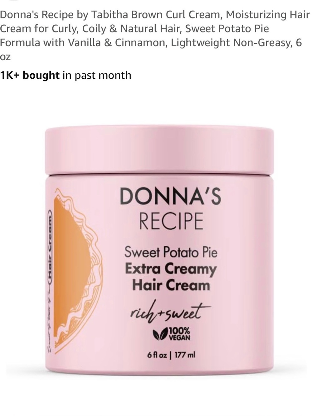 Sweet Potato Pie Extra Creamy Hair Cream — Pink